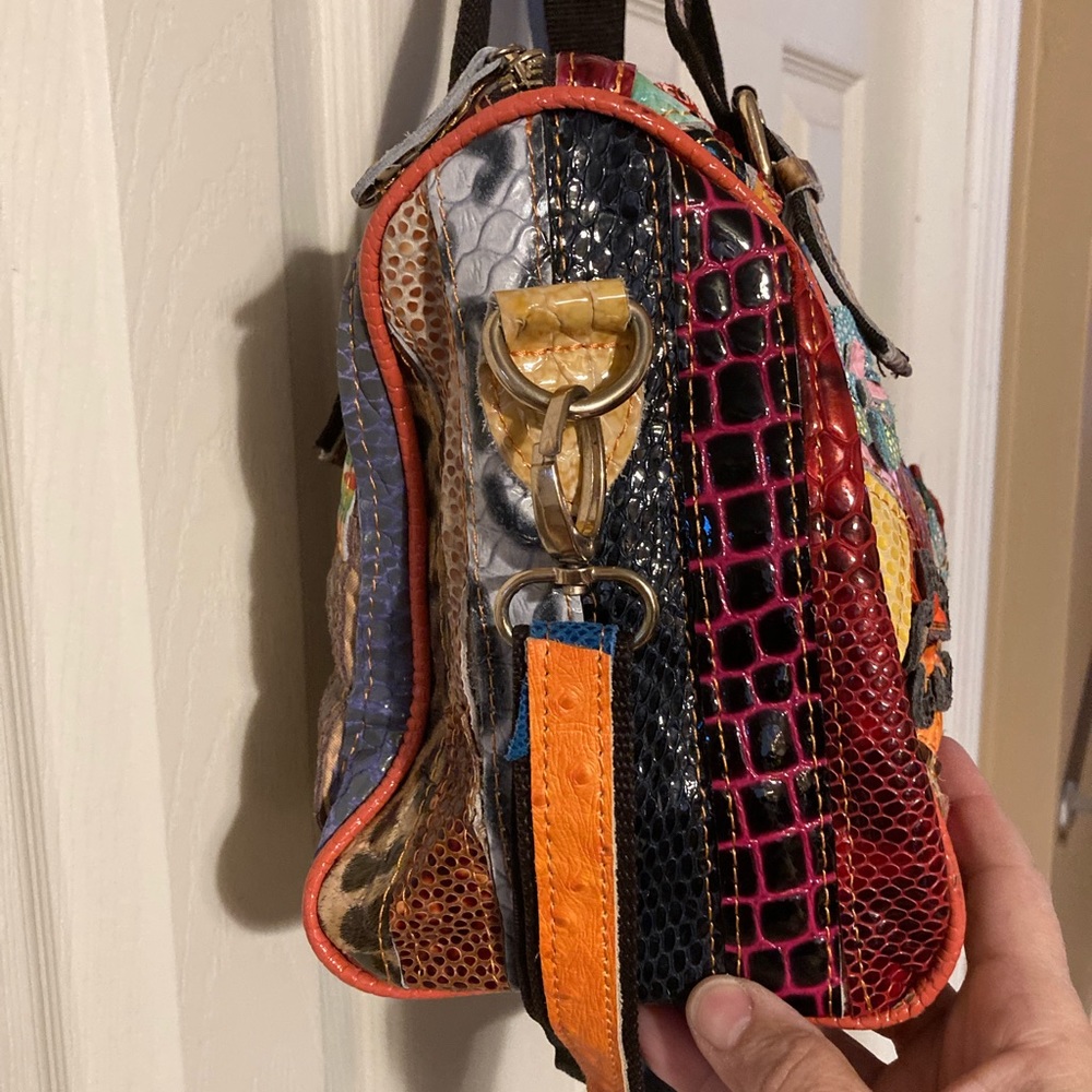 Patchwork Multi Color & Multi Animal Print Satche… - image 3